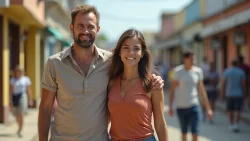 Pärchen bei einem romantischen Spaziergang auf den Straßen von Äquatorialguinea