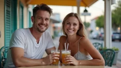 Zwei Singles aus verschiedenen Ländern genießen einen Kaffee in Barbados