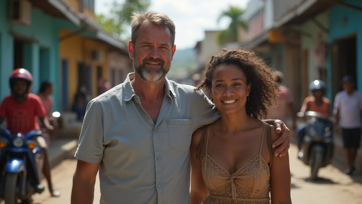 Pärchen bei einem romantischen Spaziergang auf den Straßen von Haiti