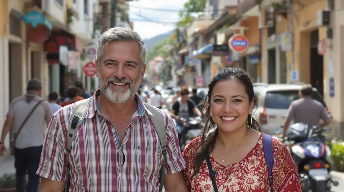 Mann und Frau sitzen sich bei einem romantischen Date in Honduras gegenüber
