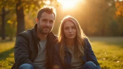 Romantisches Date in einem ruhigen Park in Kasachstan