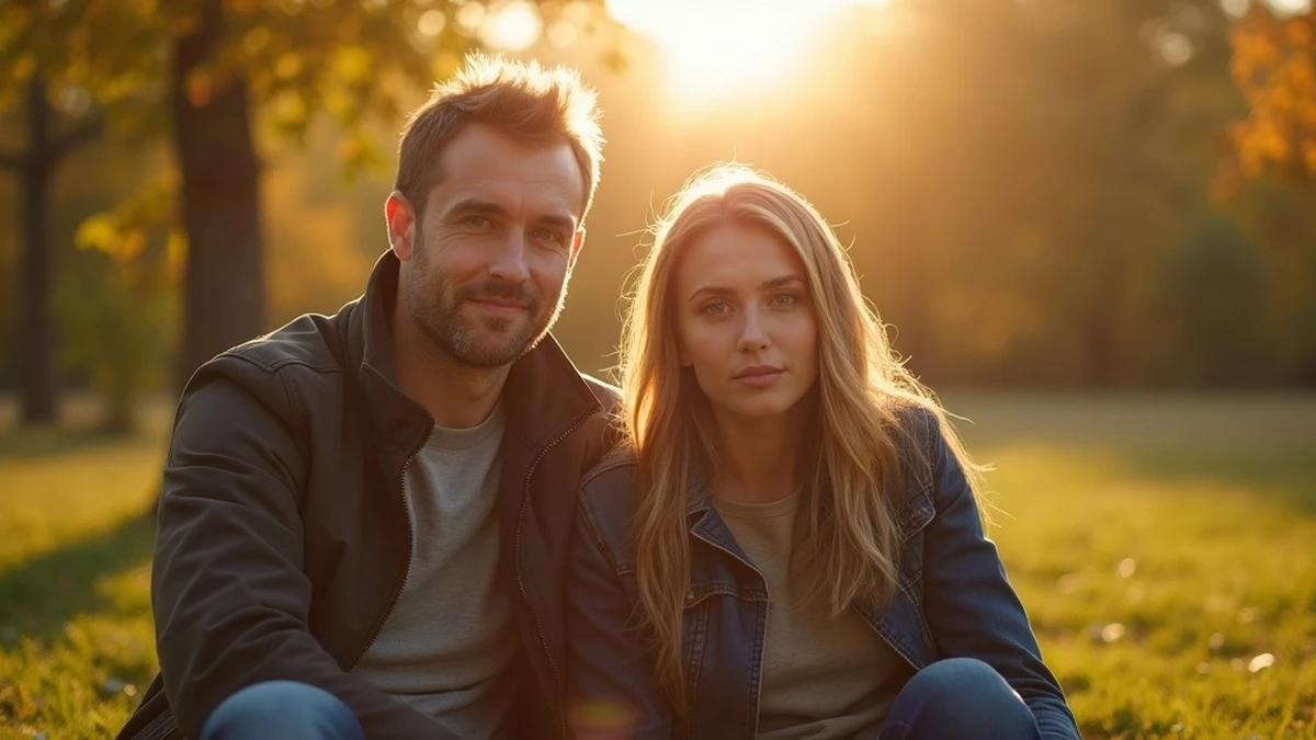 Romantisches Date in einem ruhigen Park in Kasachstan