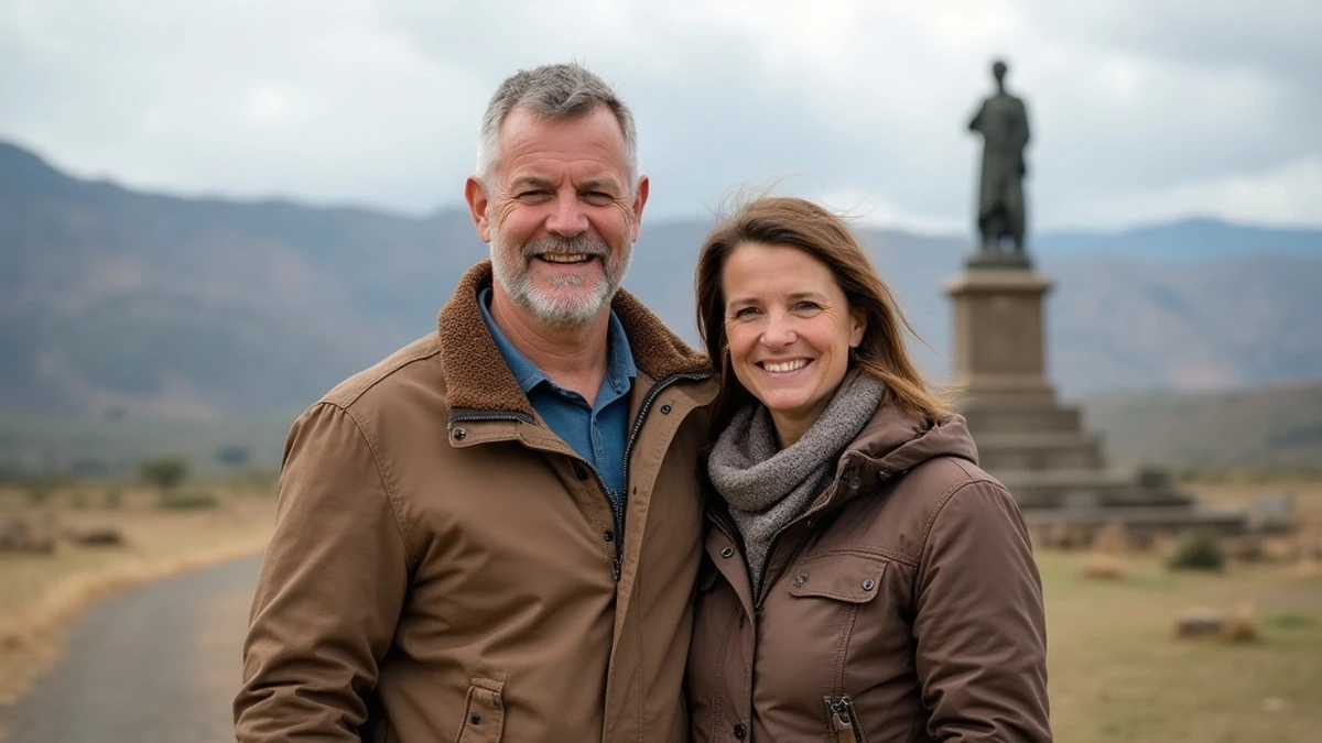 Interkulturelles Paar besucht gemeinsam eine Sehenswürdigkeit in Lesotho