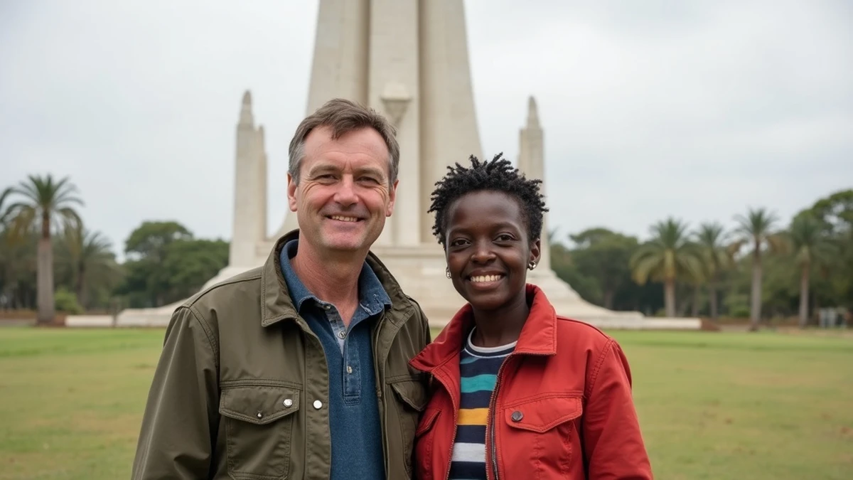 Interkulturelles Paar besucht gemeinsam eine Sehenswürdigkeit in Malawi