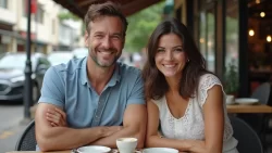 Zwei Singles aus verschiedenen Ländern genießen einen Kaffee in Malaysia