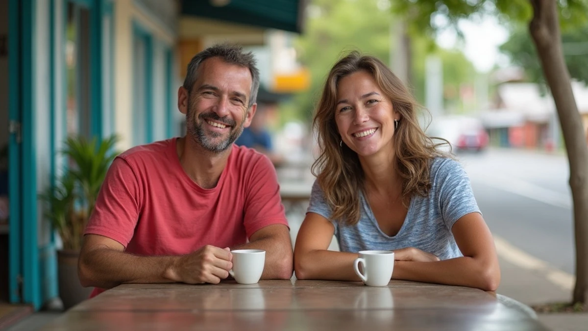Zwei Singles aus verschiedenen Ländern genießen einen Kaffee in Marshallinseln