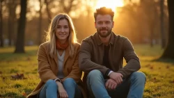Romantisches Date in einem ruhigen Park in Niederlande