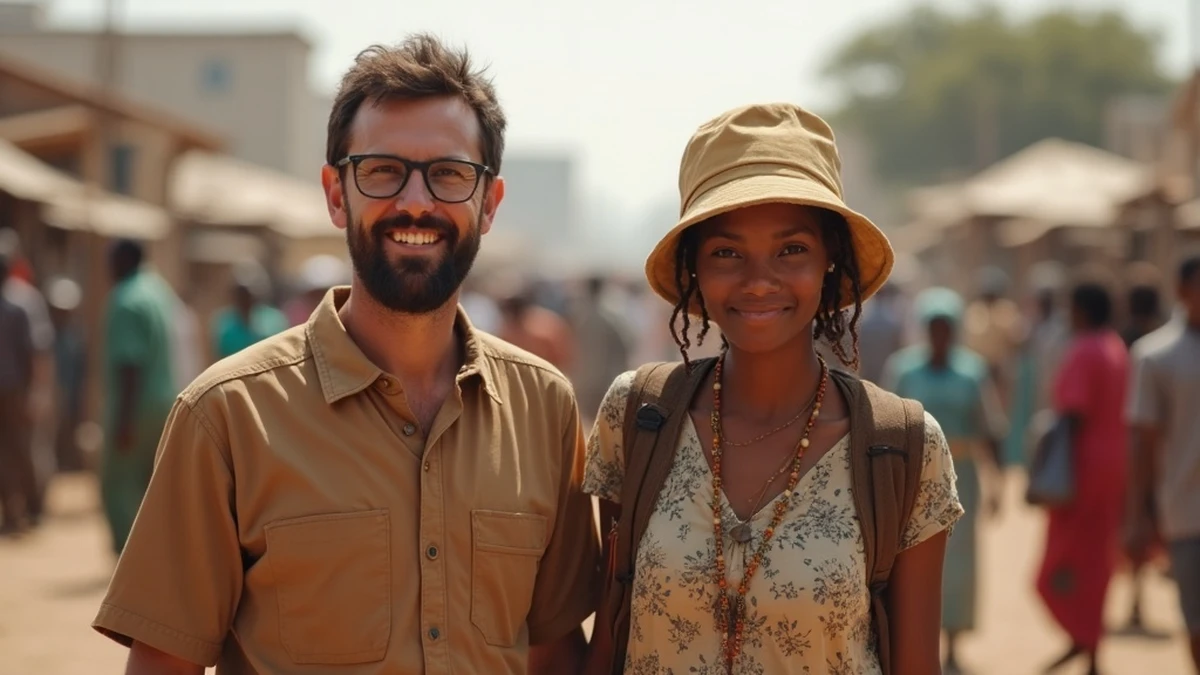 Pärchen bei einem romantischen Spaziergang auf den Straßen von Niger