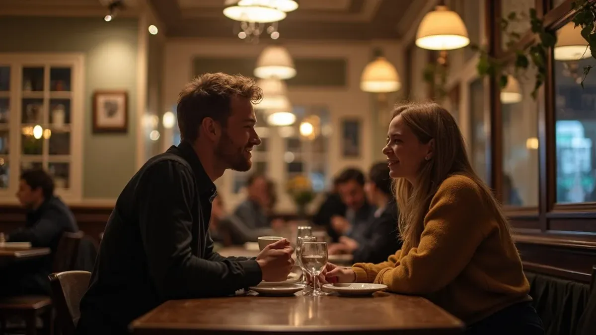 Ein Deutscher und eine Österreicherin bei einem Date in einem traditionellen Wiener Kaffeehaus