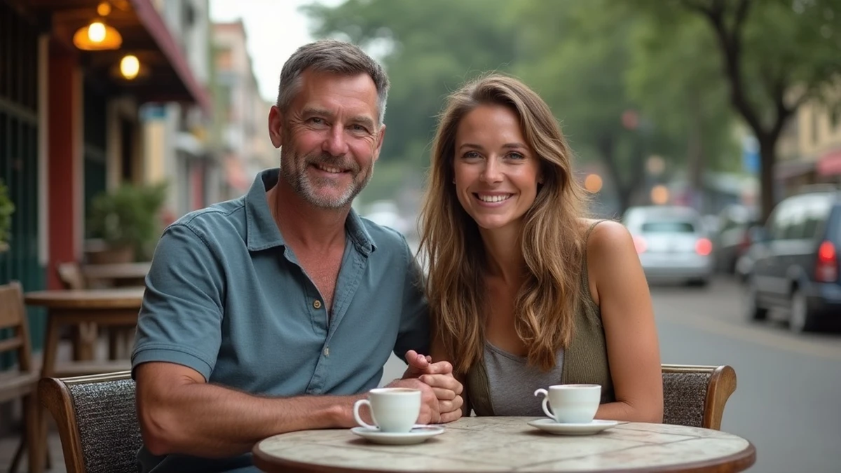 Zwei Singles aus verschiedenen Ländern genießen einen Kaffee in Republik Kongo