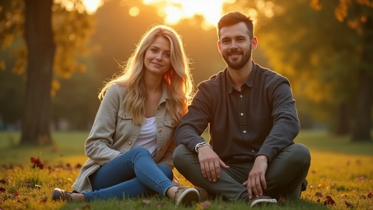 Romantisches Date in einem ruhigen Park in Rumänien