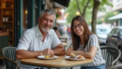 Zwei Singles aus verschiedenen Ländern genießen einen Kaffee in Singapur