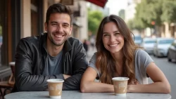 Zwei Singles aus verschiedenen Ländern genießen einen Kaffee in Syrien