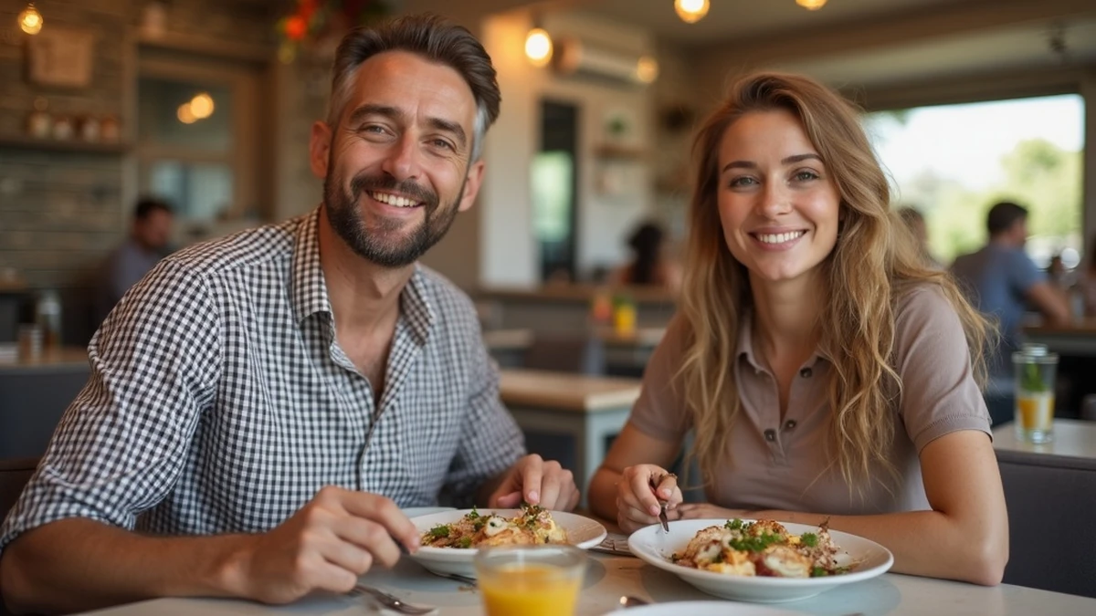 Ein internationales Paar teilt ein traditionelles Essen in einem Restaurant in Zypern